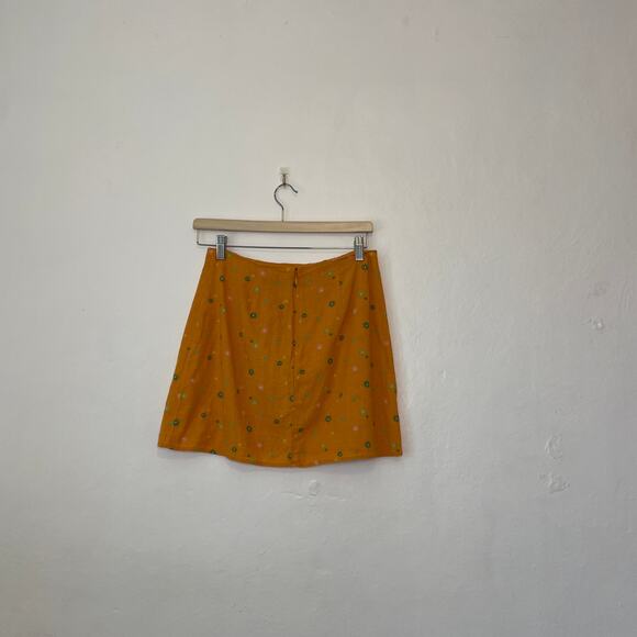 Abound – Linen Blend Orange Ditsy Floral Print Mini Skirt - Picture 3 of 9